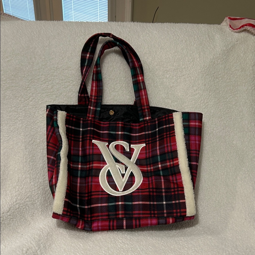 Victoria's Secret Red and Black Plaid Tote